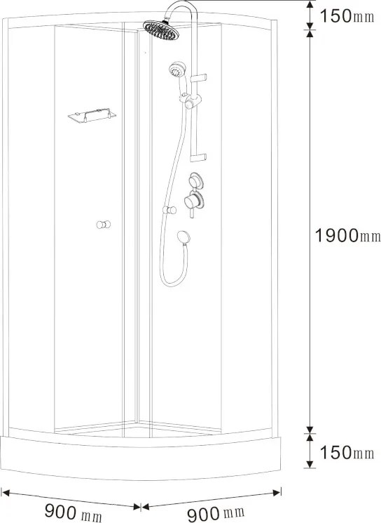 BPS-koupelny Sprchový box WSH313B 90x90 cm