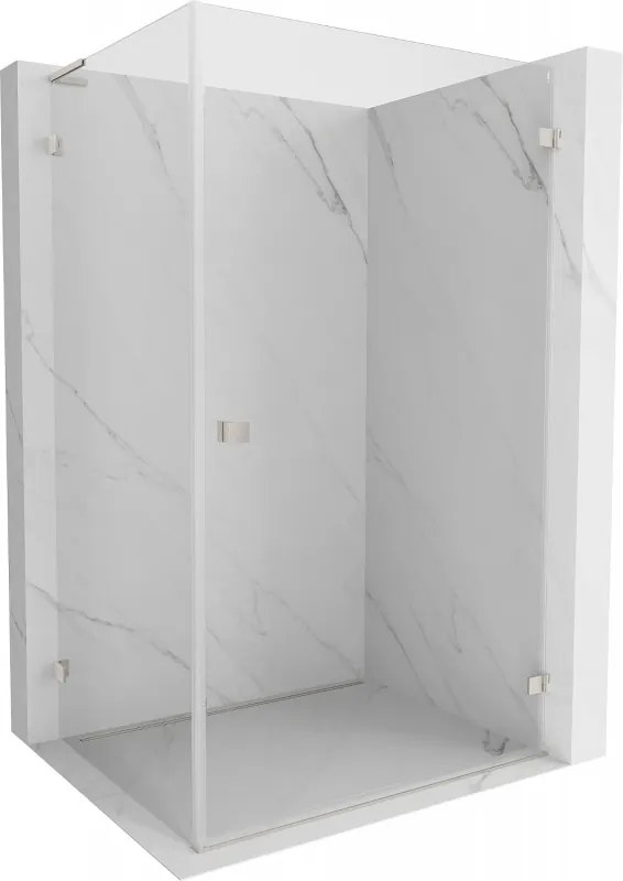 Mexen Lunar-B L pravý výklopný sprchový kút 75 x 70 cm, číre sklo, brúsená oceľ, 832L-075-070-97-00-P