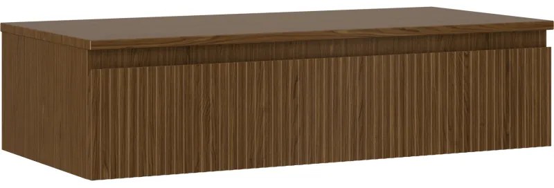 Mexen Rivel, kúpeľňová skrinka 100 cm s hornou časťou, 1 zásuvka, drážkovaná, orech, 91A20-10023-1-BFC86