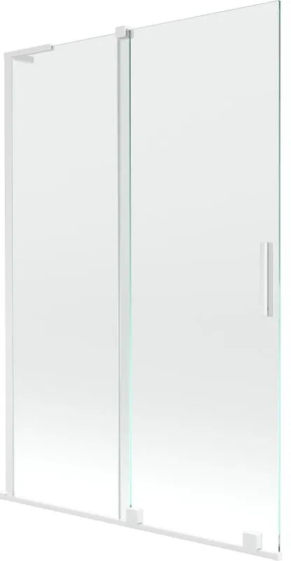 Mexen Velar L, 2-krídlová posuvná vaňová zástena 120 x 150 cm, 8mm číre sklo, biely profil, 896-120-003-01-20