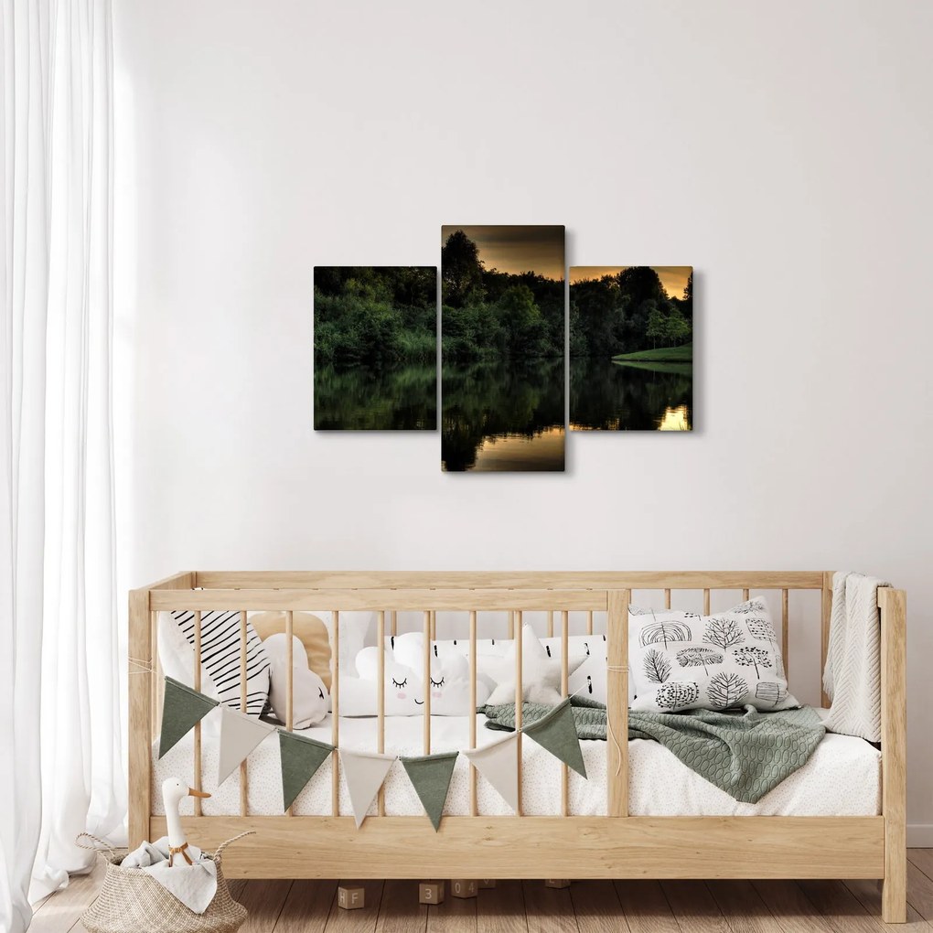 Obraz jazera pri lese (90x60 cm)