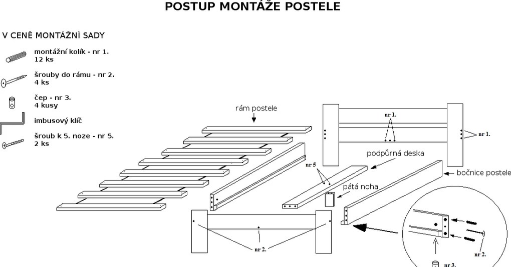 Maxi Drew Posteľ Naomi zvýšená 120 x 200 cm, dub Rošt: Bez roštu