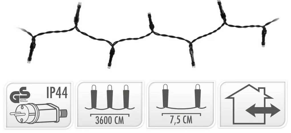 Vianočné svetielka 36 m/480 led studená biela