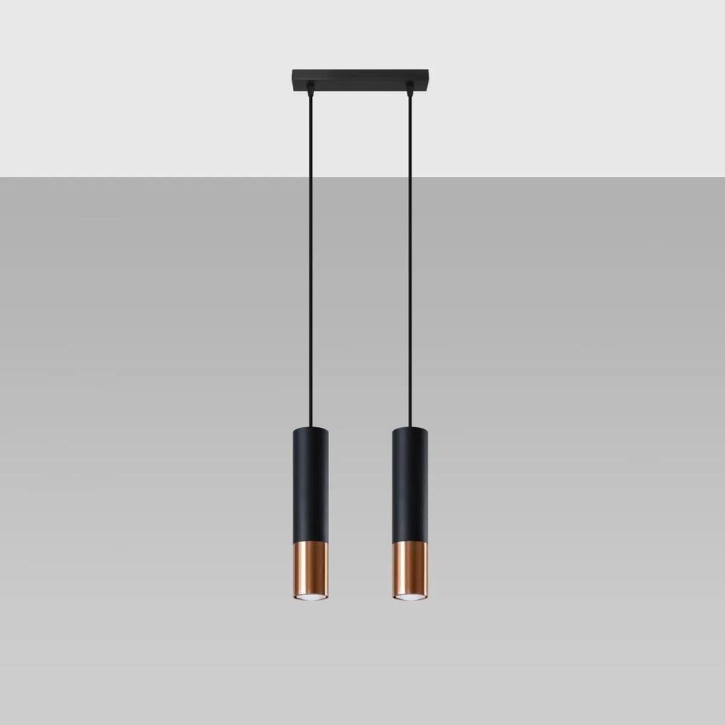 Závesné svietidlo Loopez, 2x čierne kovové tienidlo, c