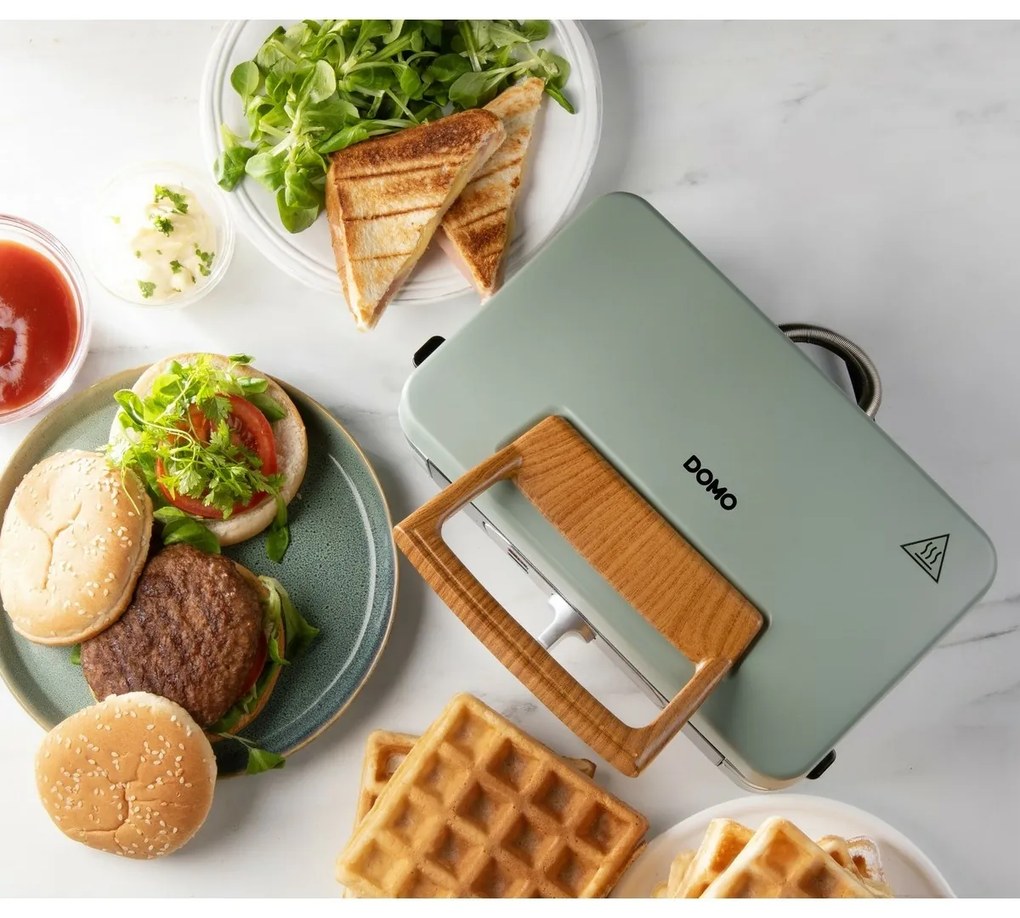 DOMO DO9276C sendvičovač 3 v 1, matná zelená