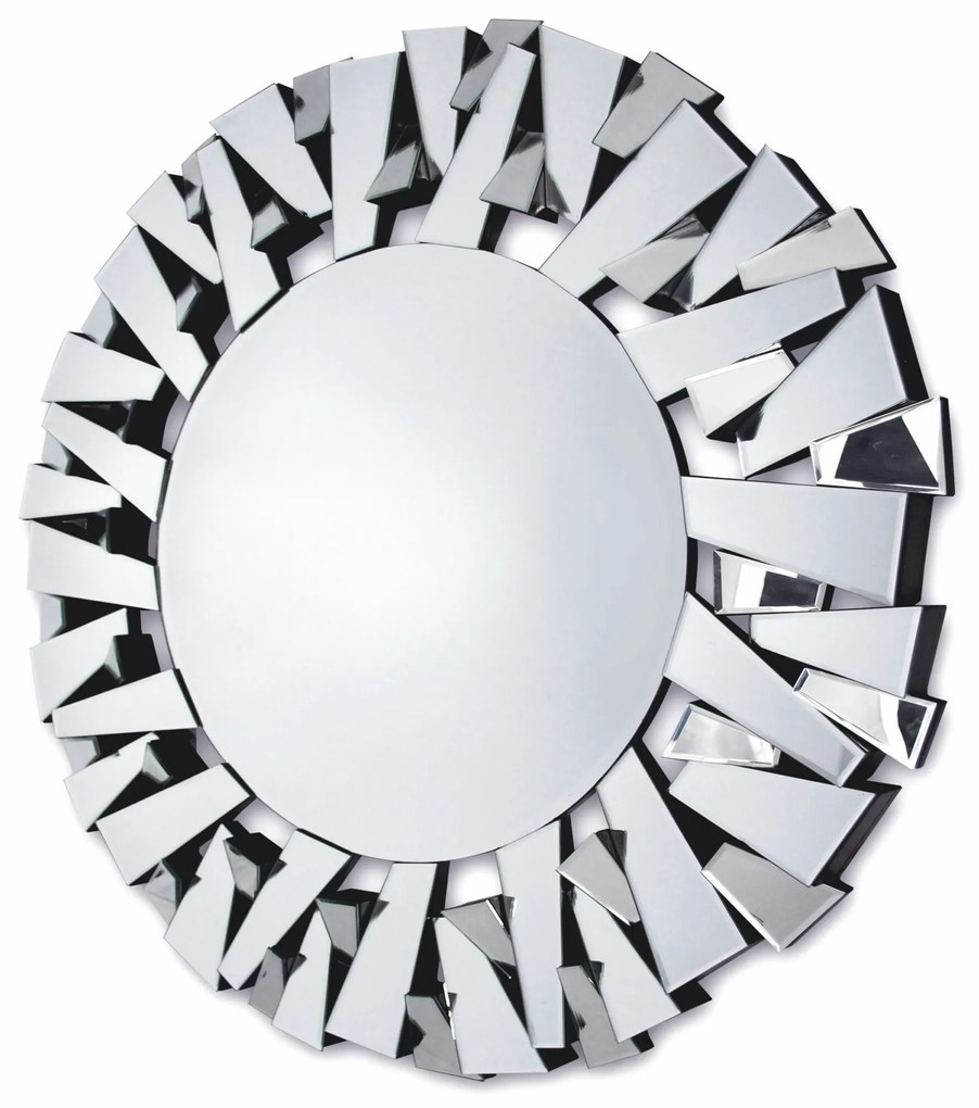 Okrúhle zrkadlo v ozdobnom ráme zo zrkadlových fragmentov nastavených pod uhlom 100 cm Ness