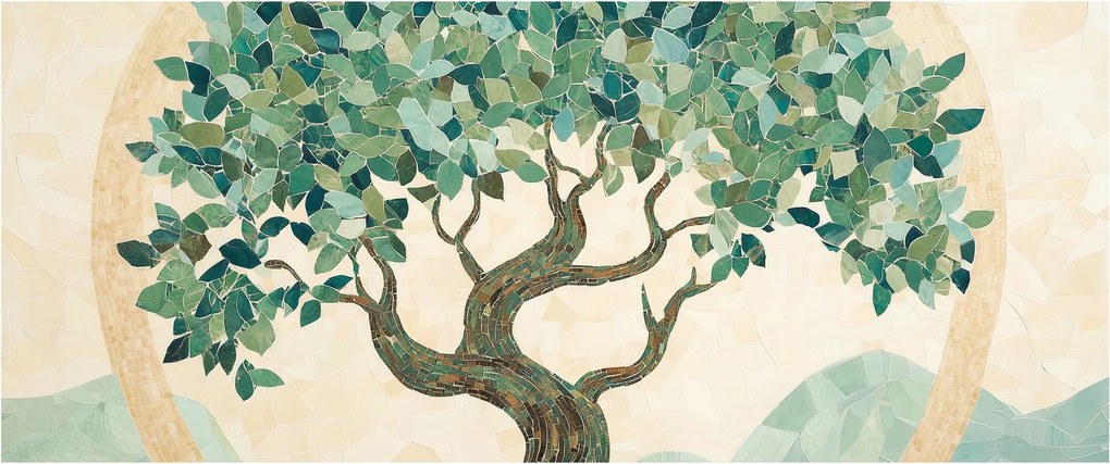 Obraz – Elegantná mozaika so stromom (120x50 cm)
