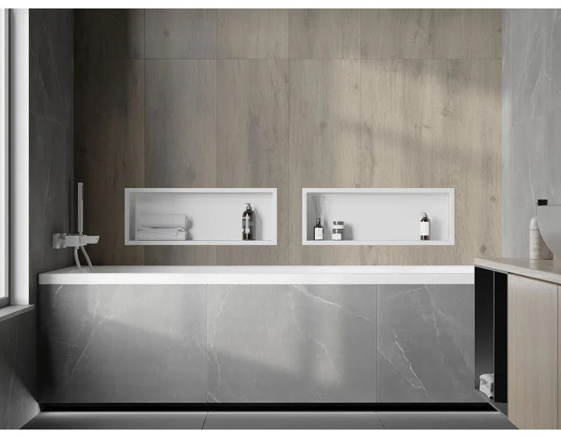 Mexen X-Wall-R, polička na zapustenie na obklad s golierom 60 x 20 cm, biela, 1920602010