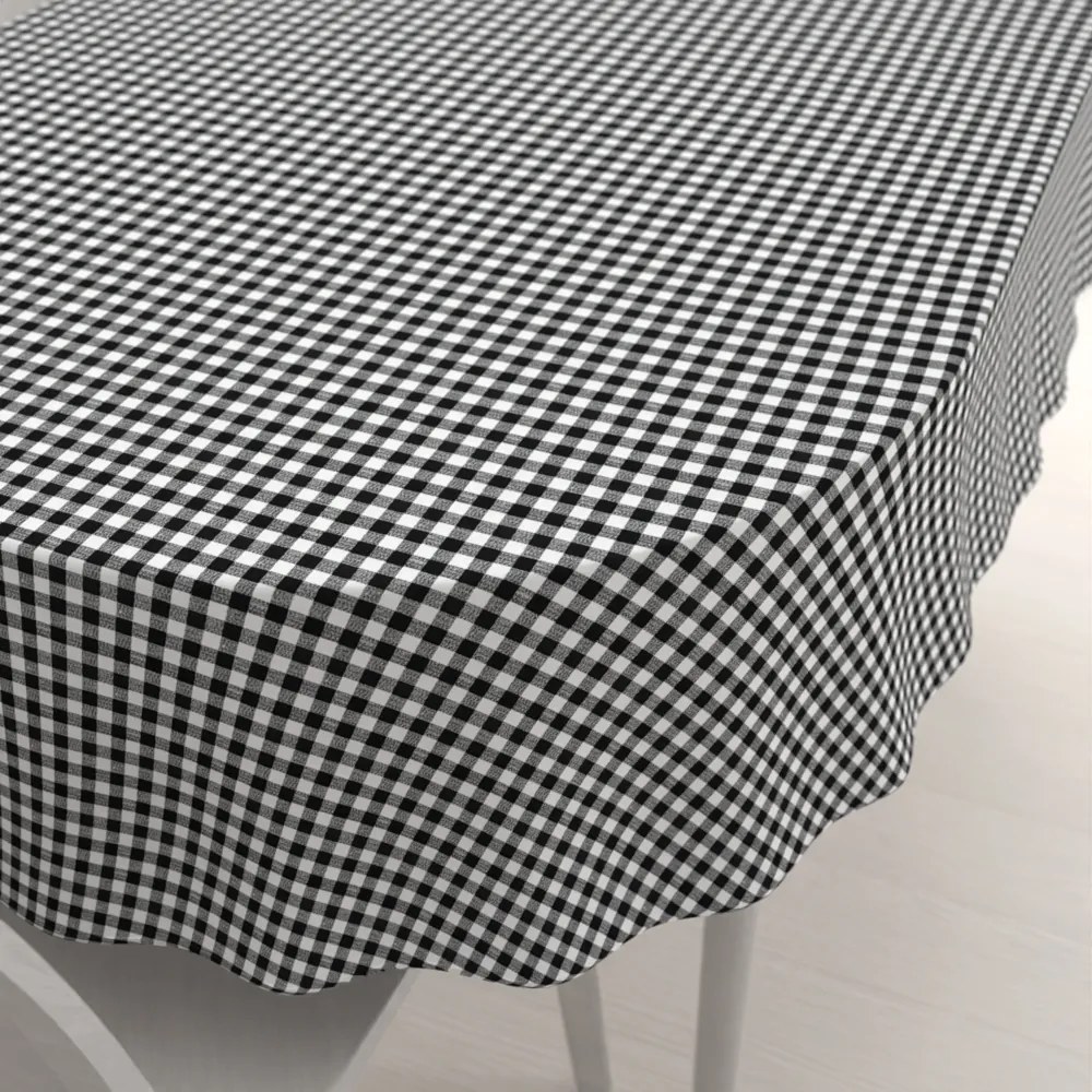 Biante Bavlnený oválny obrus Sandra SA-060 Čierno-biele kocky 120x200 cm