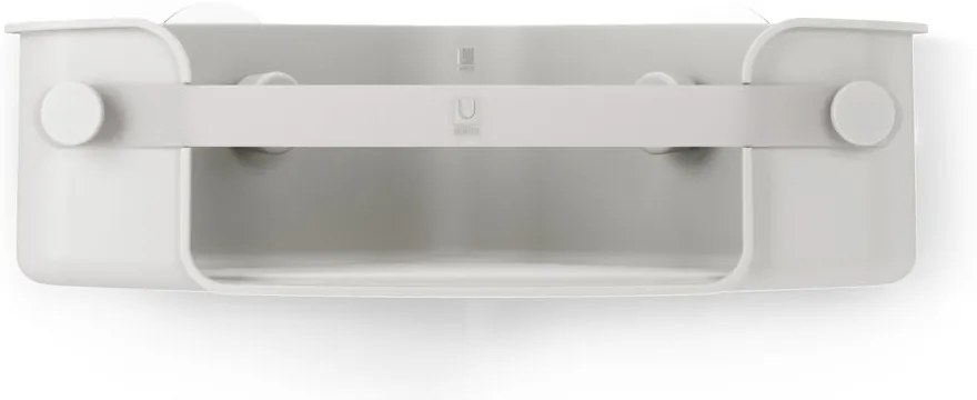 Sivá rohová samodržiaca kúpeľňová polička z recyklovaného plastu Flex Adhesive – Umbra