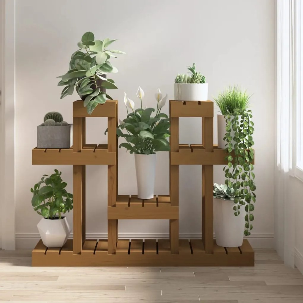 vidaXL Stojan na rastliny medovohnedý 104,5x25x77,5cm masívna borovica