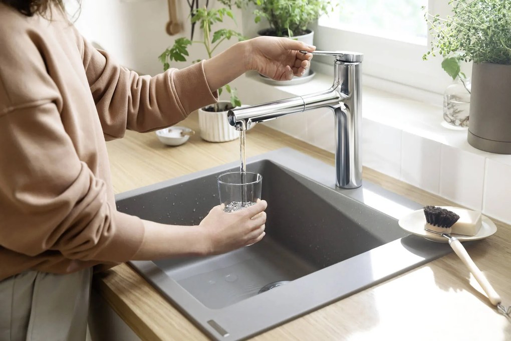Hansgrohe Zesis M33, drezová batéria 160, s výsuvnou spŕškou, sBox lite, chrómová, HAN-74804000