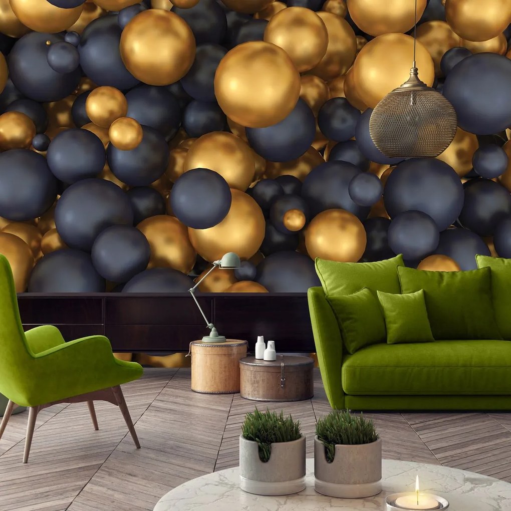 Fototapeta - Zlaté a čierne guličky (152,5x104 cm)