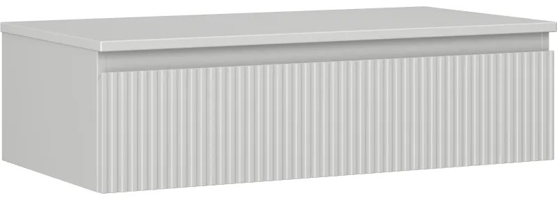 Mexen Rivel, kúpeľňová skrinka 90 cm s pracovnou doskou, 1 zásuvka, drážkovaná, matná sivá, 91A20-09023-1-BFC62