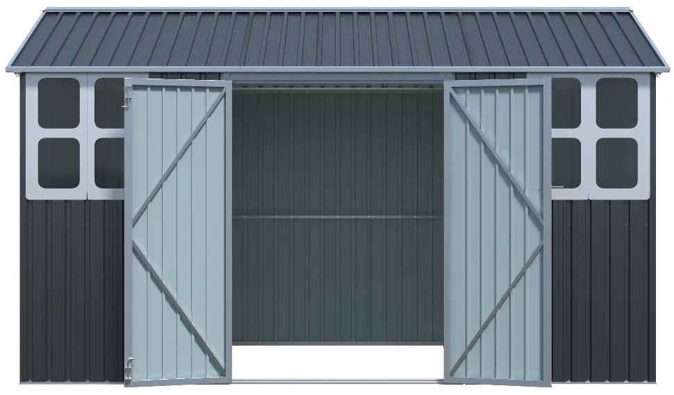 Záhradný domček BestBerg ZCH-6AB / 6,3 m² / 366 x 172 x 222 cm / sivá/biela