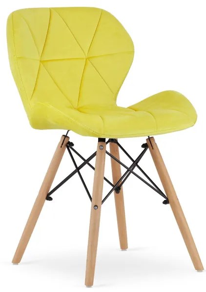 Set troch jedálenských stoličiek LAGO žltá (hnedé nohy) (3ks)