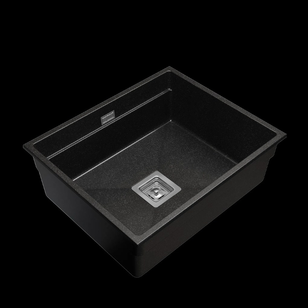 Gamma Decor 6050, 1-komorový granitový drez 600x500x220 mm, čierna škvrnitá, GMA-ZLE000109