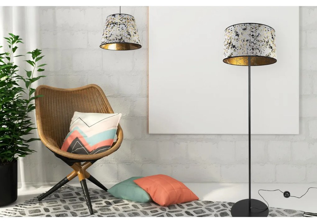 Podlahová lampa WERONA, 1x textilné tienidlo so vzorom (výber zo 6 farieb), (výber z 3 farieb konštrukcie)