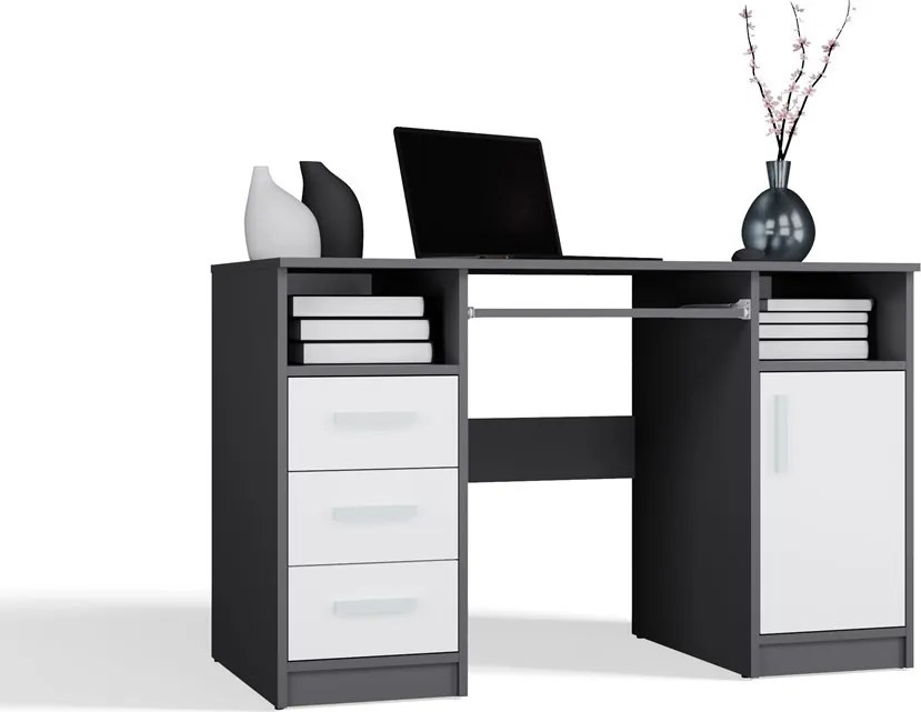 Psací stůl DELTA 120 cm antracitový/bílý