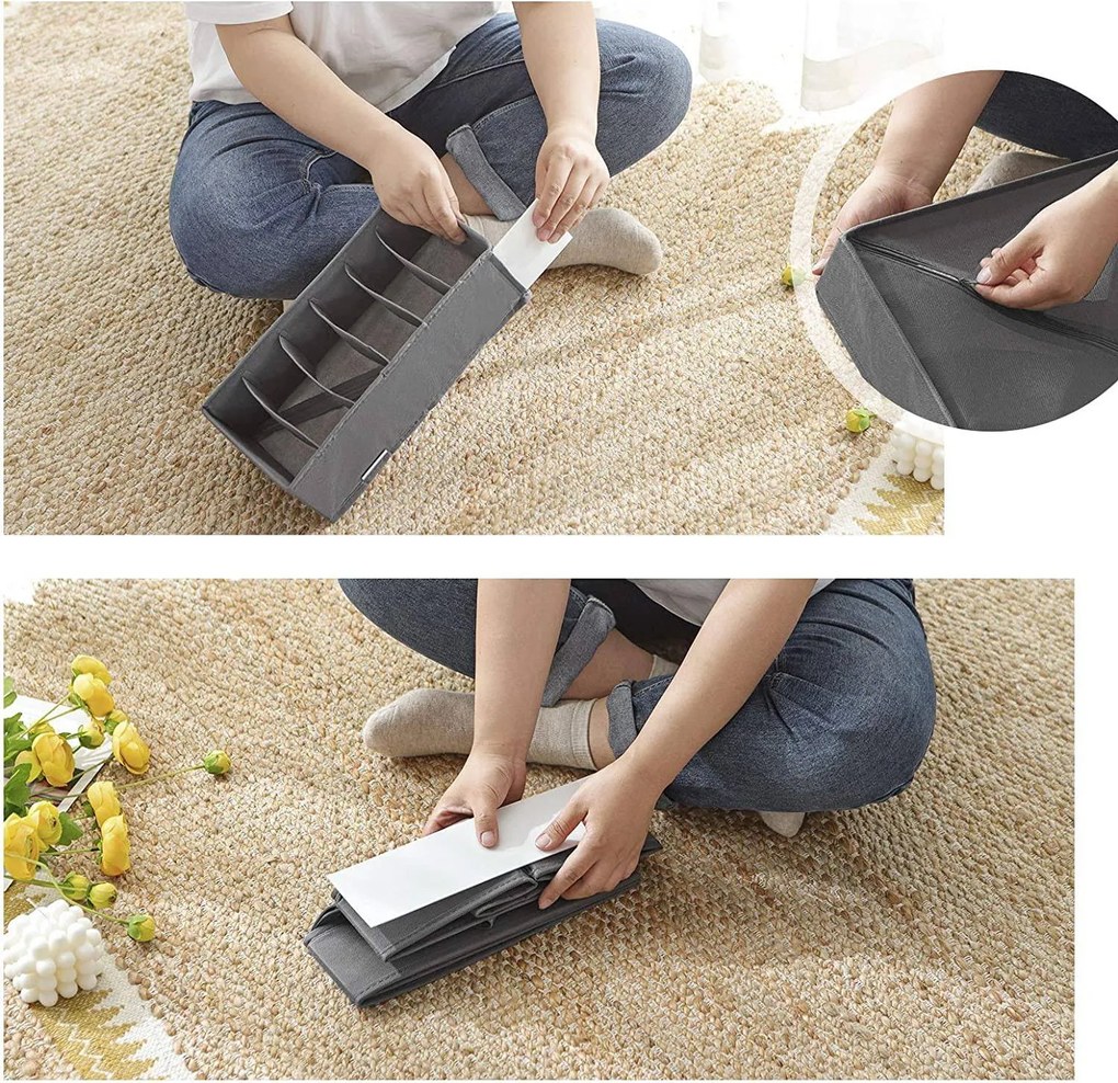 Organizér na spodnú bielizeň Lea, sada 8ks, sivá