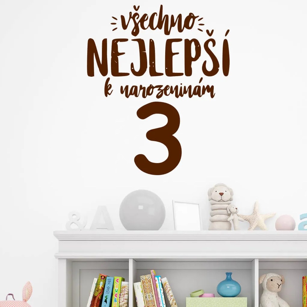 Veselá Stena Samolepka Všetko najlepšie Farba: fialová, Veľkosť: 60 x 50 cm
