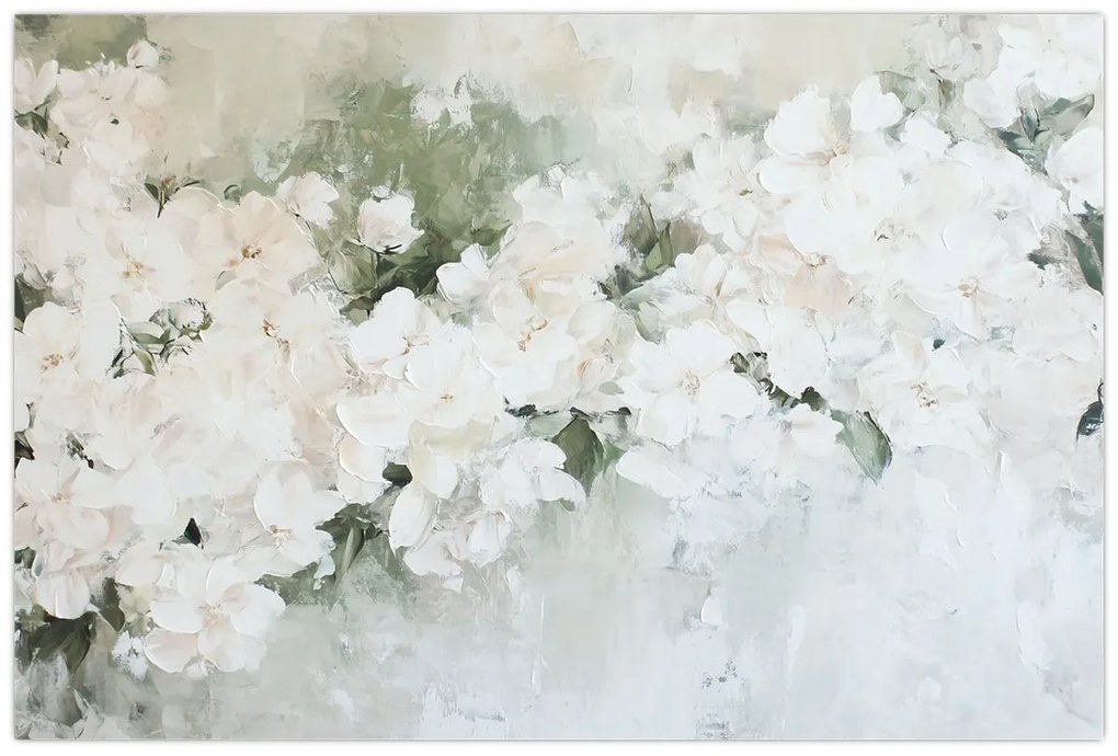 Obraz - Abstrakcia bielych kvetov (90x60 cm)