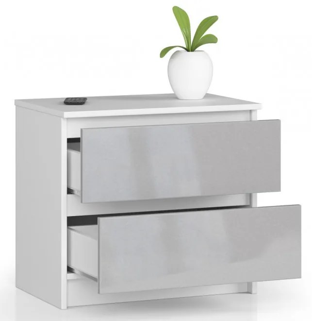 Nočný stolík K60 2SZ CLP metalický, lesk