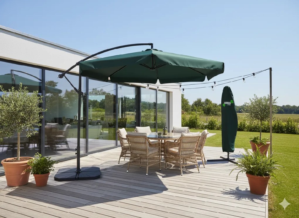 Garden Line 3 M ZELENÝ ZÁHRADNÝ SLNEČNÍK „BANANA“ S OBALOM