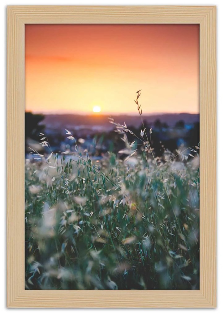 Gario Plagát Lúka s pozadím západu slnka Farba rámu: Bez rámu, Rozmery: 20 x 30 cm
