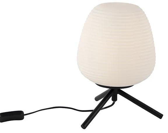Dizajnová stolná lampa čierna 20 cm s opálovým sklom - Hero