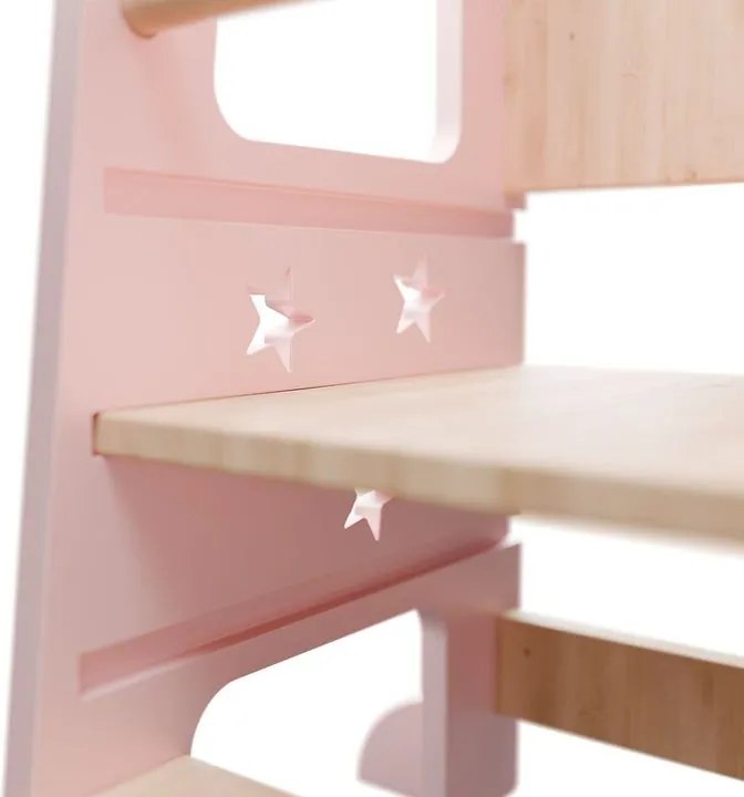 Rastúca detská učebná veža, ružová, výškovo nastaviteľná