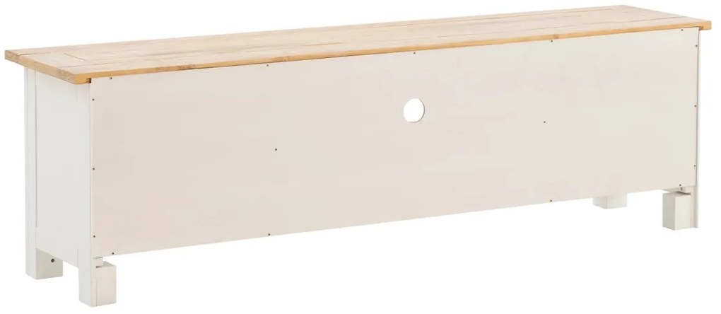 furniture-nabytek.cz - Masívny TV stolík Capera z borovice a MDF, lakovaný, biela/hnedá