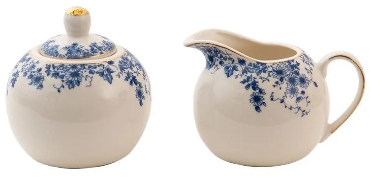 Porcelánová cukornička a mliekovka s modrými kvety Blue Flowers -  11*9*8 / Ø 9*9 cm