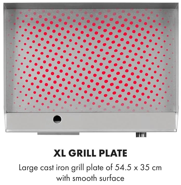 Klarstein Grillmeile 3000G, elektrický gril, 3000 W, grilovacia platňa 54,5 x 35 cm, hladký