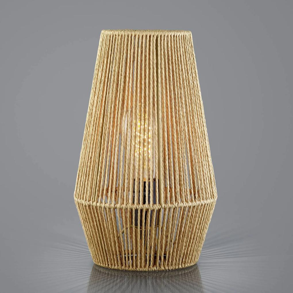 Stolová lampa Rope z papiera, hnedá, Ø 20 cm