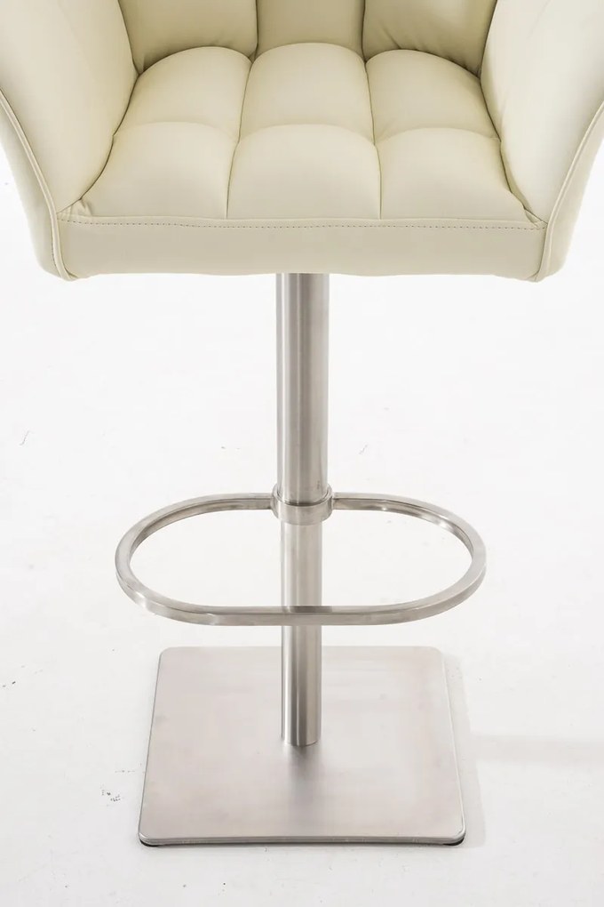 Barová stolička Damas E1 - koženka, nerezový rám - Krémová