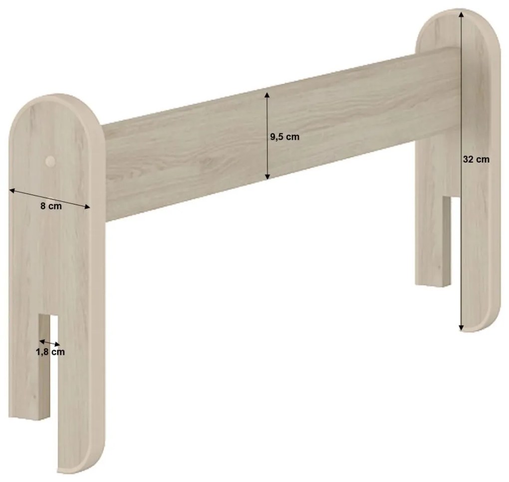 Odnímateľná zábrana k detskej posteli MAX - 1x dlhá + 1x krátka - biela - 195 cm