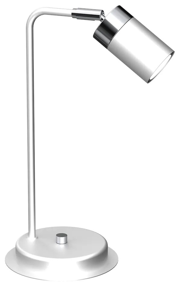 Stolná lampa Joker, 1x chrómové/biele kovové tienidlo, w