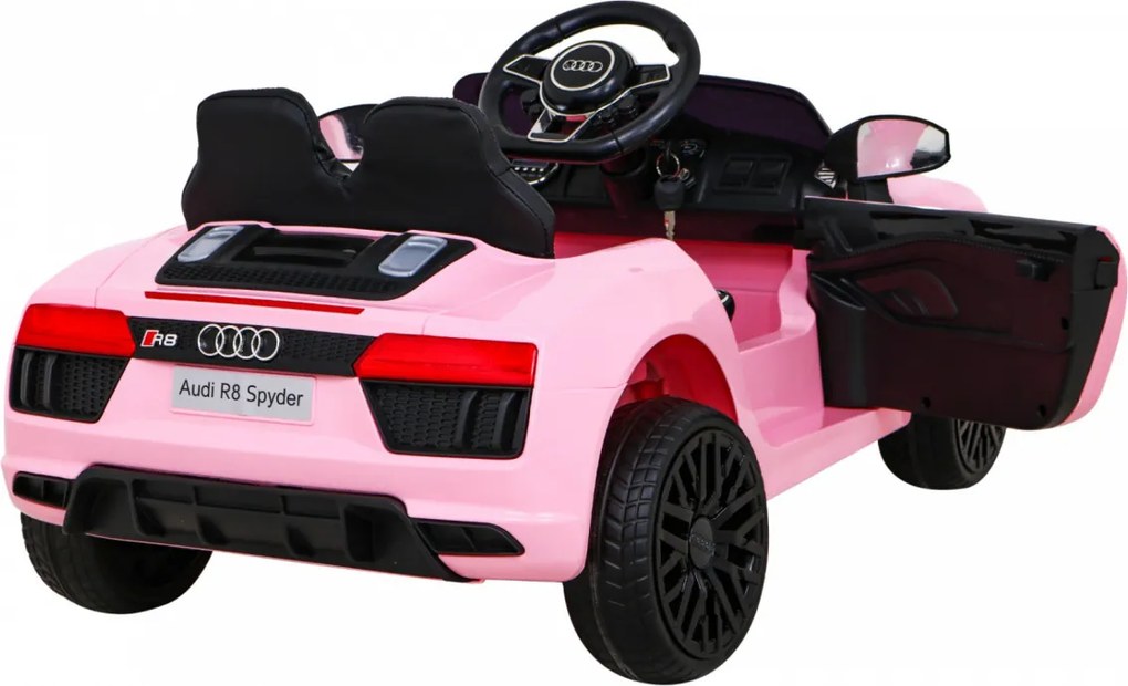 Ramiz Elektrické autíčko Audi R8 pre deti ružové + diaľkové ovládanie + EVA + pomalý štart + MP3 LED