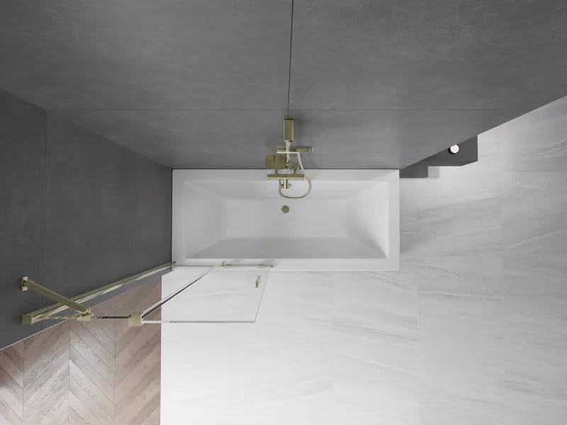 Mexen Velar, 2-krídlová posuvná vaňová zástena 80 x 150 cm, 8mm číre sklo, zlatý matný profil, 896-080-000-01-55