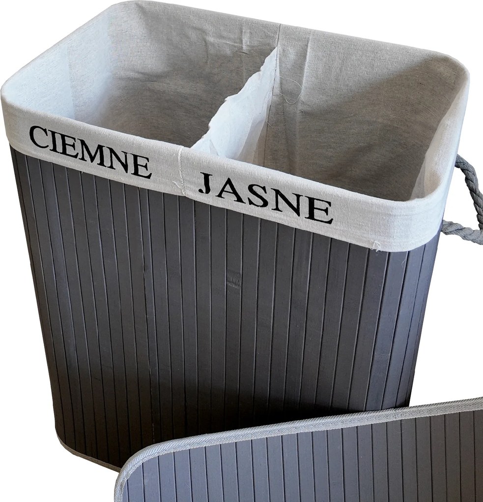 TRENDIE Bambusový kôš na prádlo 100l šedý + DARČEK