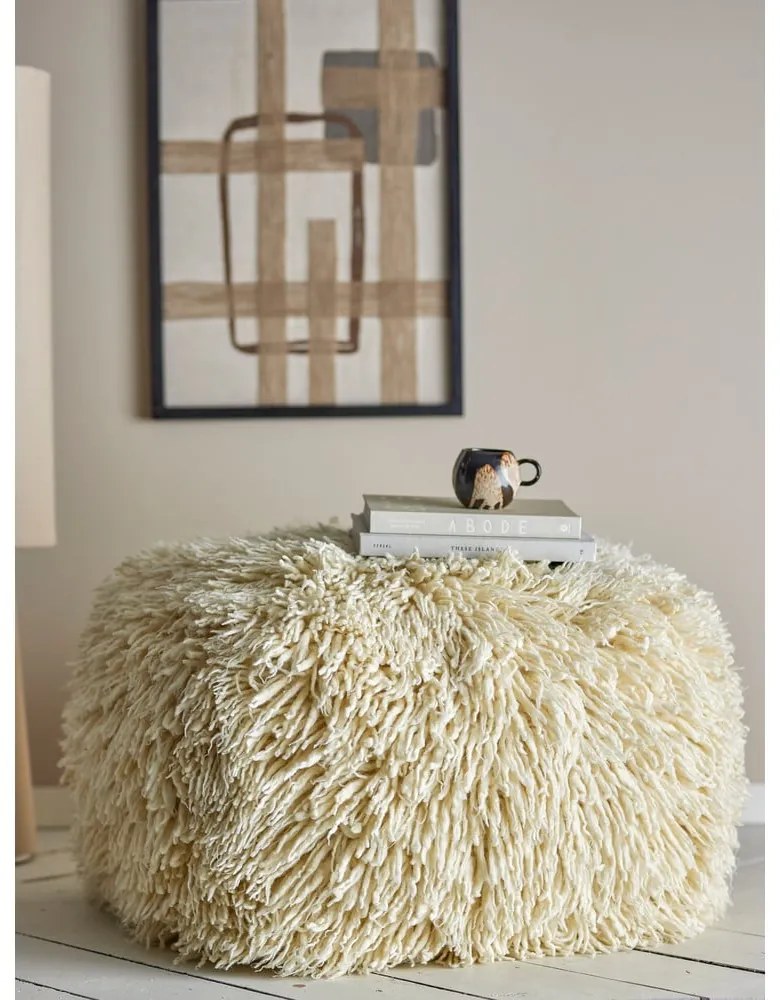 Krémový vlnený taburet Lomba – Bloomingville