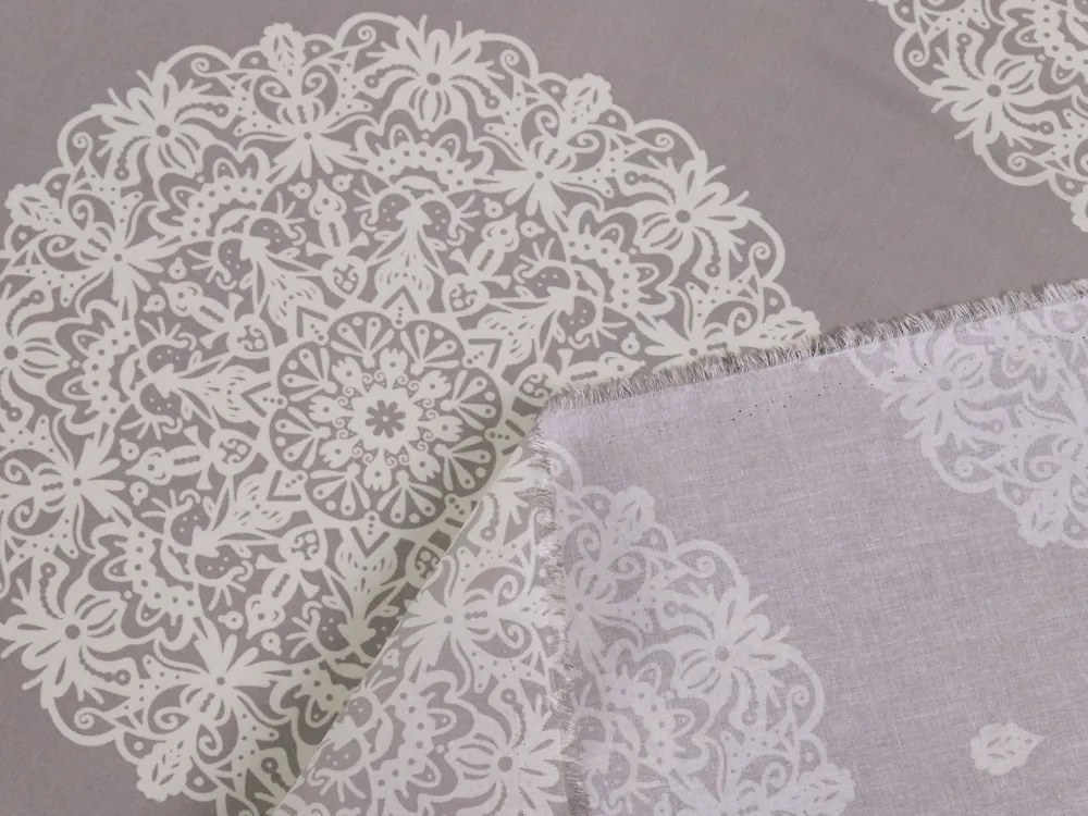 Biante Bavlnený záves Sandra SA-547 Krémové mandaly na béžovosivom 150x250 cm