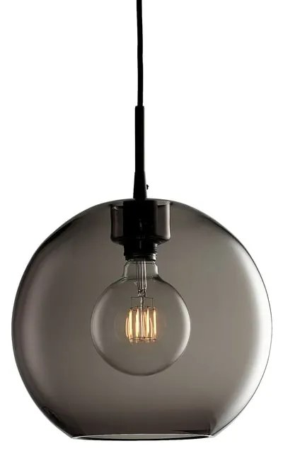 Sklenené stropné svietidlo GLORIA, dymové sklo, čierna