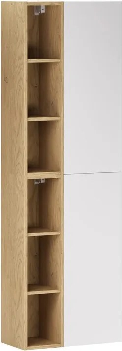 Závesná vysoká kúpeľňová skrinka Aster II 160 cm biela/dub cremona
