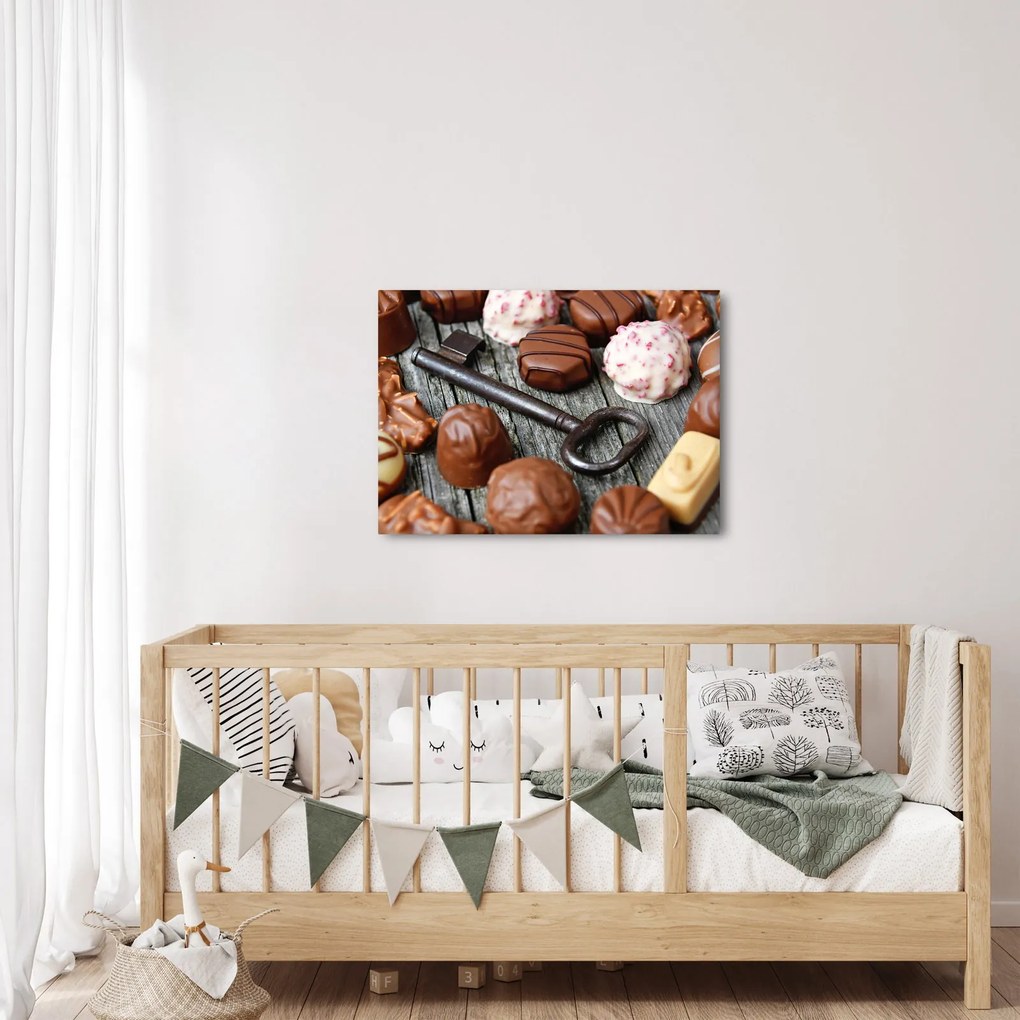 Obraz čokolády a kľúče (70x50 cm)