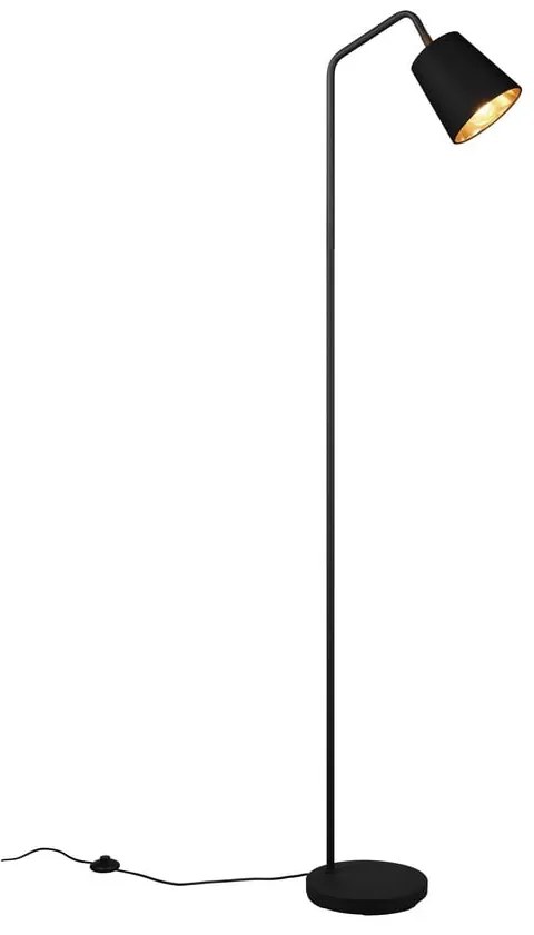 Čierna stojacia lampa s textilným tienidlom (výška 148 cm) Buddy – Reality