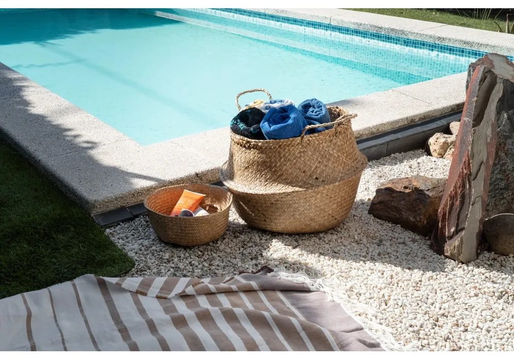 Svetlý úložný košík z morskej trávy Compactor, ⌀ 36 cm