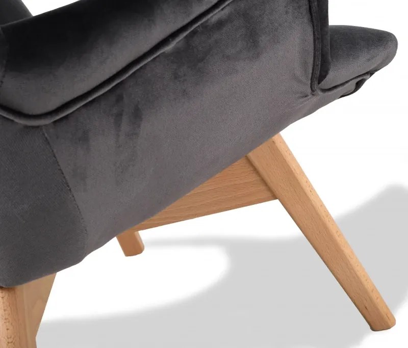 Kreslo Picolo s podnožkou, modrá / prírodná (amore AN 3339)