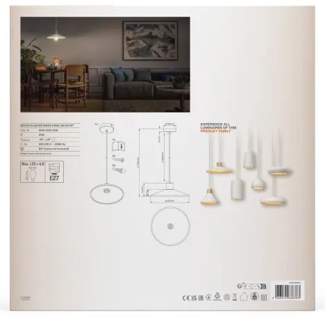 Ledvance - Luster na lanku DECOR PLASTER 1xE27/25W/230V pr. 32 cm sadra biela